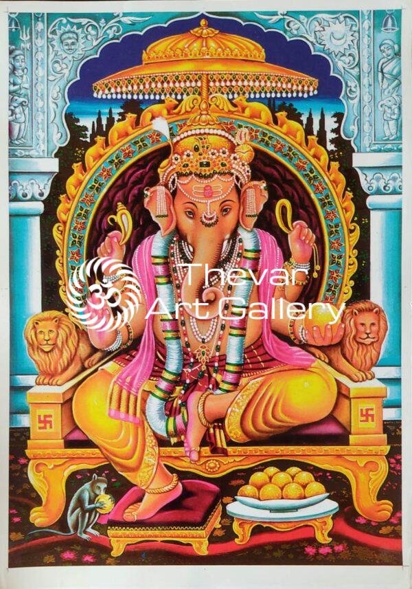 Lod Ganesha vintage print - Thevar art gallery