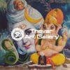 Ganesha linga puja antique Vintage print - Thevar art gallery