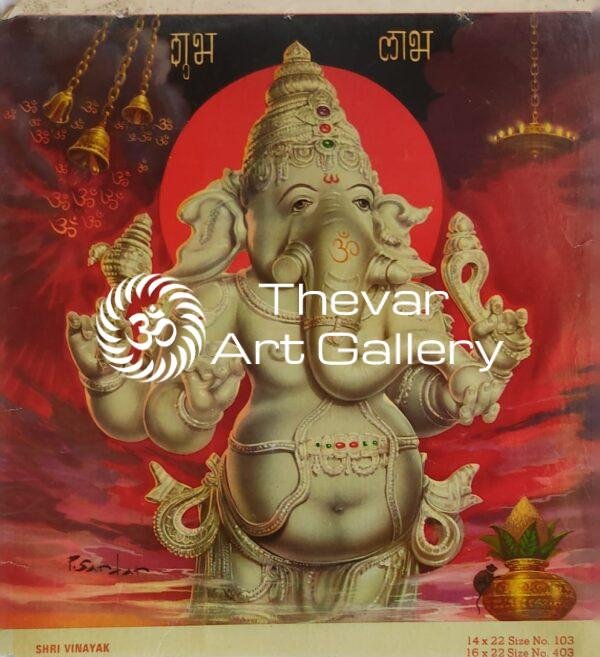 Shri Vinayak antique Vintage print - Thevar art gallery