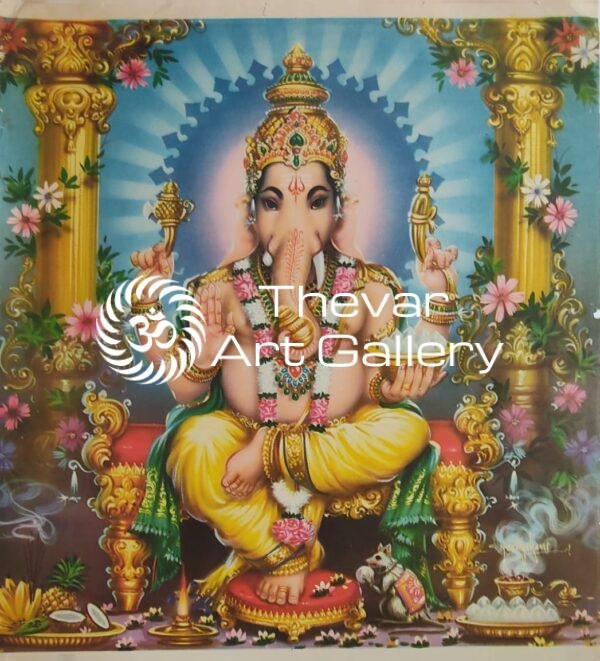 Lord Ganesha antique Vintage print - Thevar art gallery