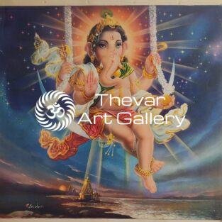 Swing Ganesha antique Vintage print - Thevar art gallery