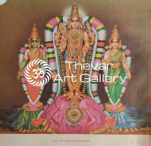 Murugan Valli Deivanai antique vintage print - Thevar art gallery