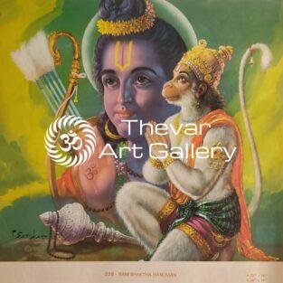 Rama baktha Hanuman antique vintage print - Thevar art gallery