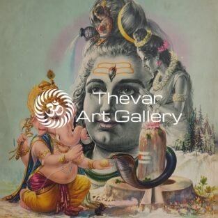 Shiva family vintage paintings - Thevar art gallery