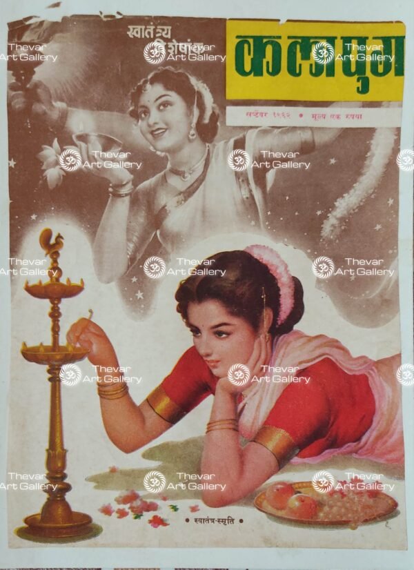 Women lighting lamp