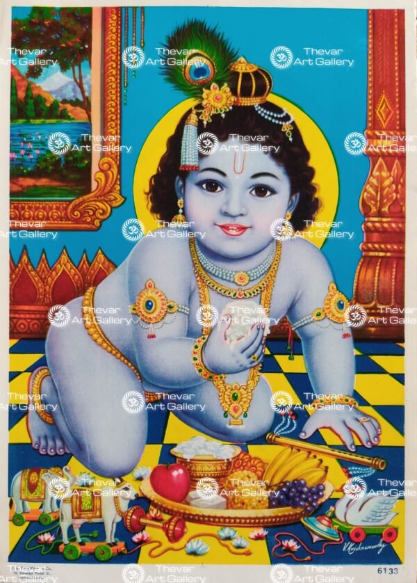 Artist V.Krishnamoorthy antique Vintage print - Thevar art gallery