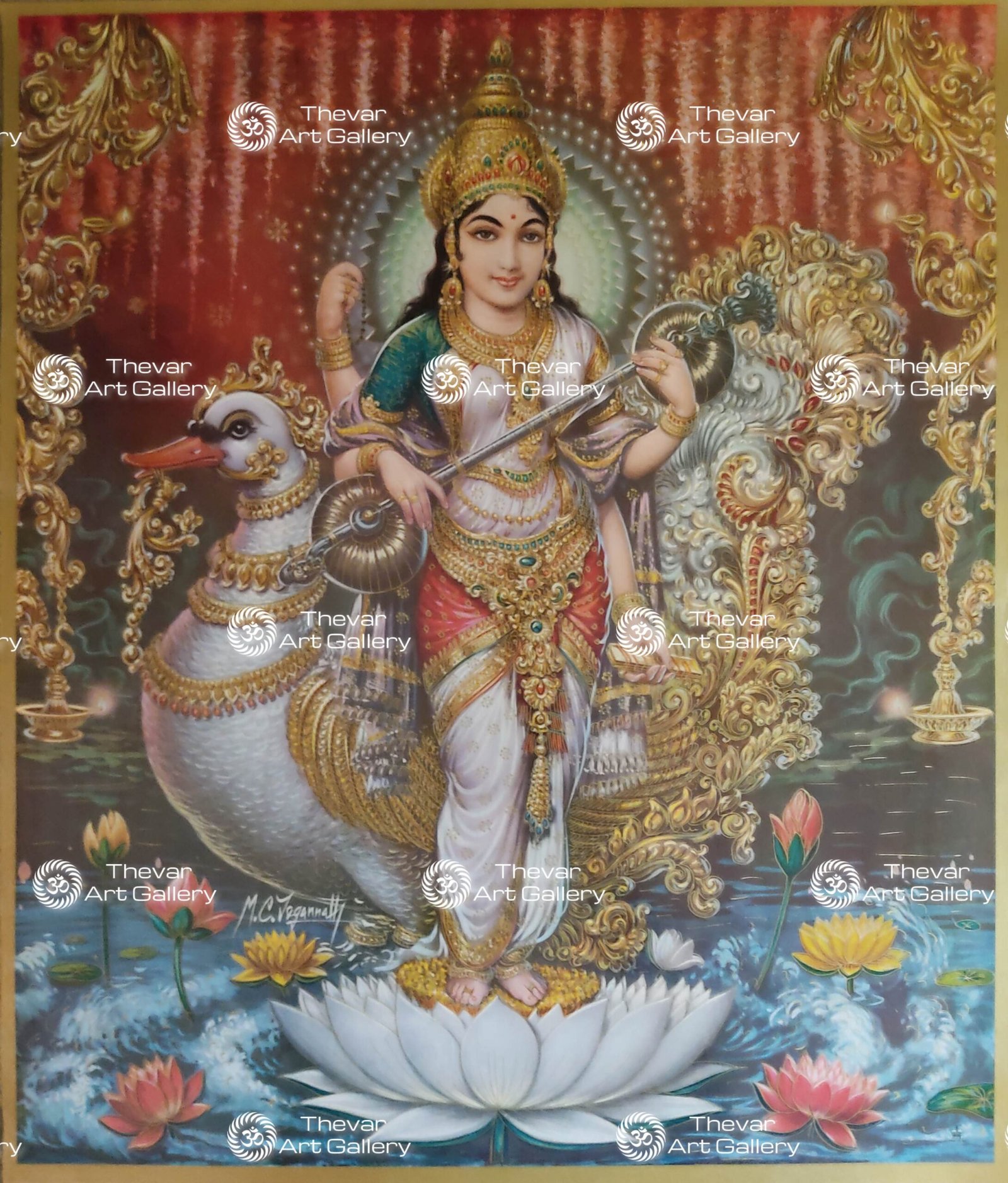 Artist M.C.Jegannath antique Vintage print - Thevar art gallery