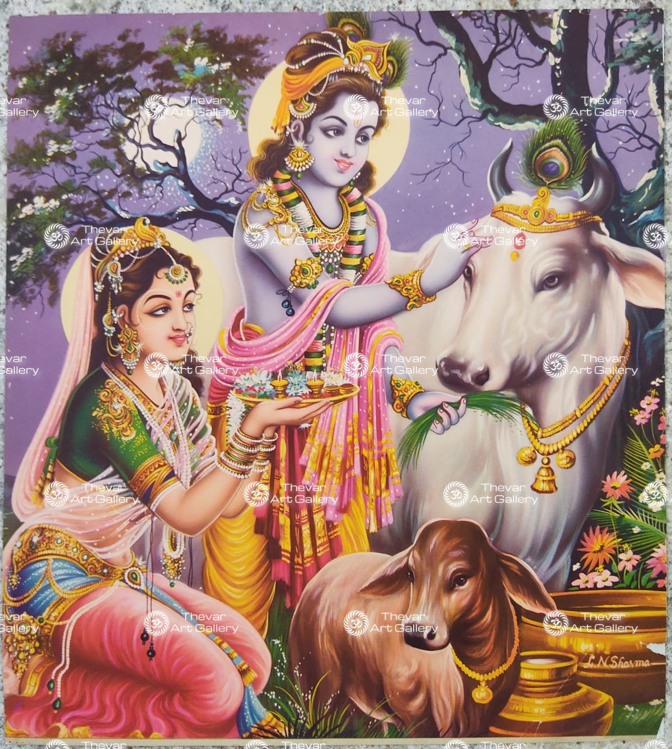 Artist L.N.Sharma antique Vintage print - Thevar art gallery