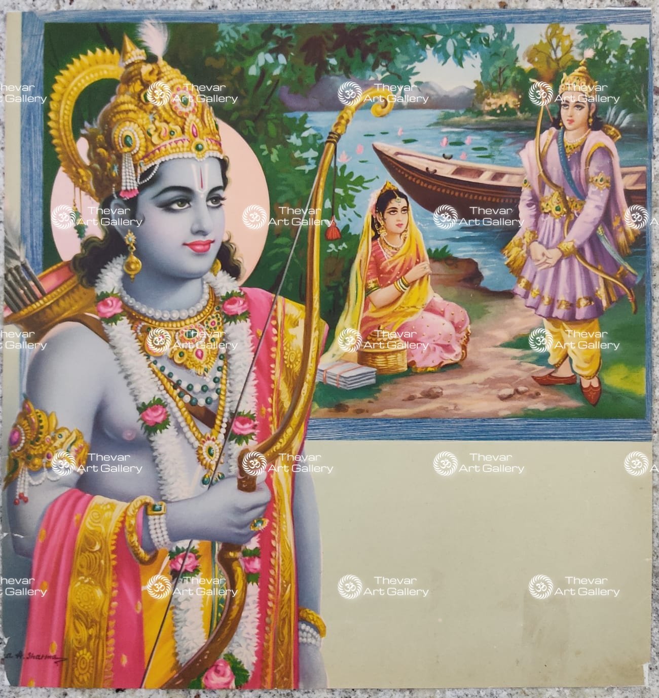 Artist Indra Sharma antique Vintage print - Thevar art gallery