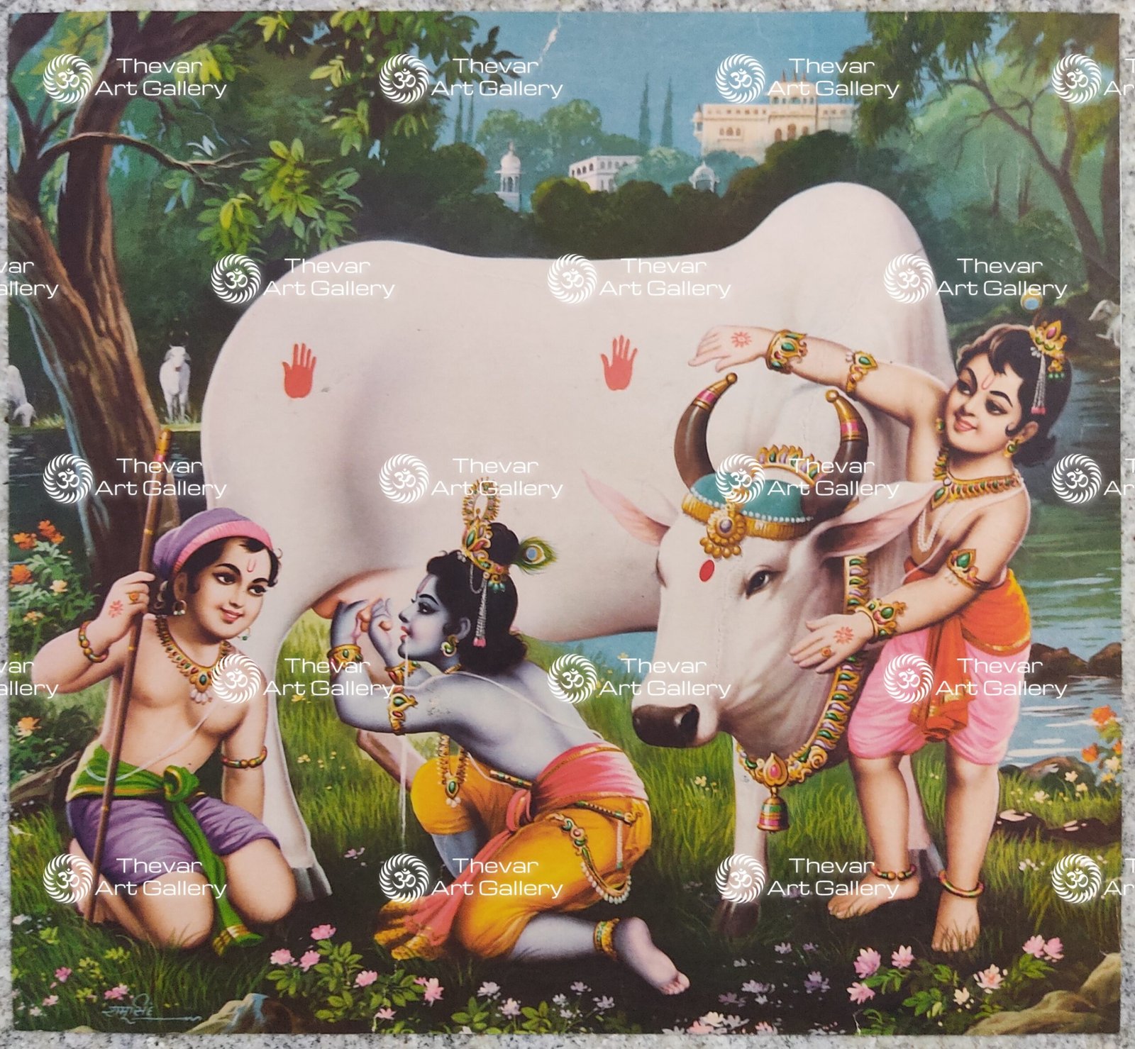 Artist Indra Sharma antique Vintage print - Thevar art gallery