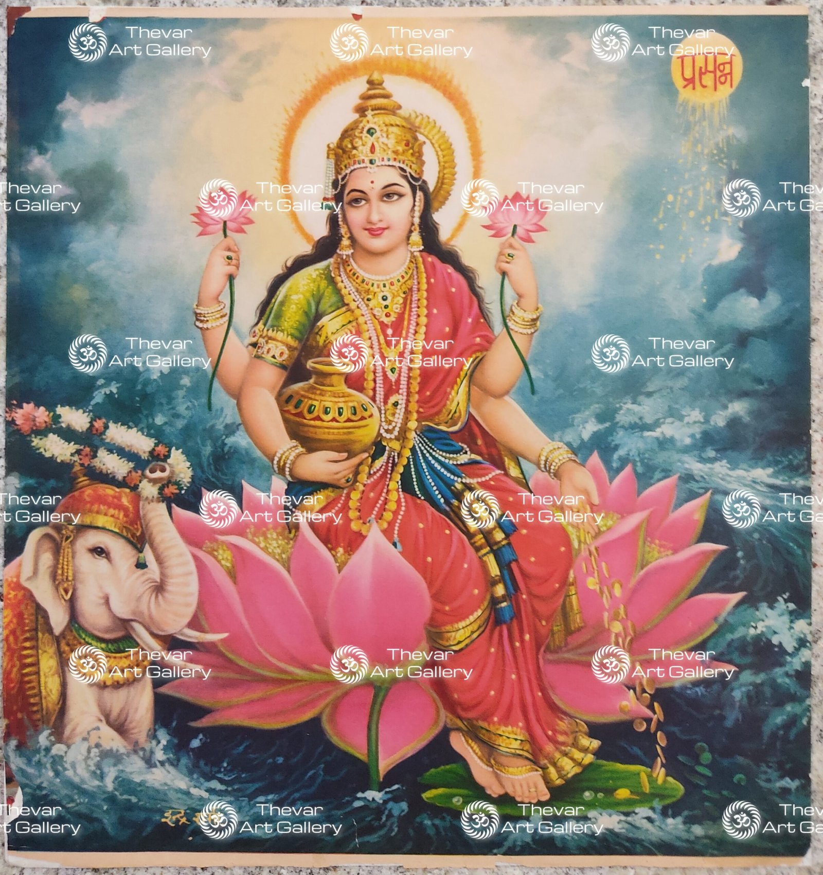 Artist Indra Sharma antique Vintage print - Thevar art gallery