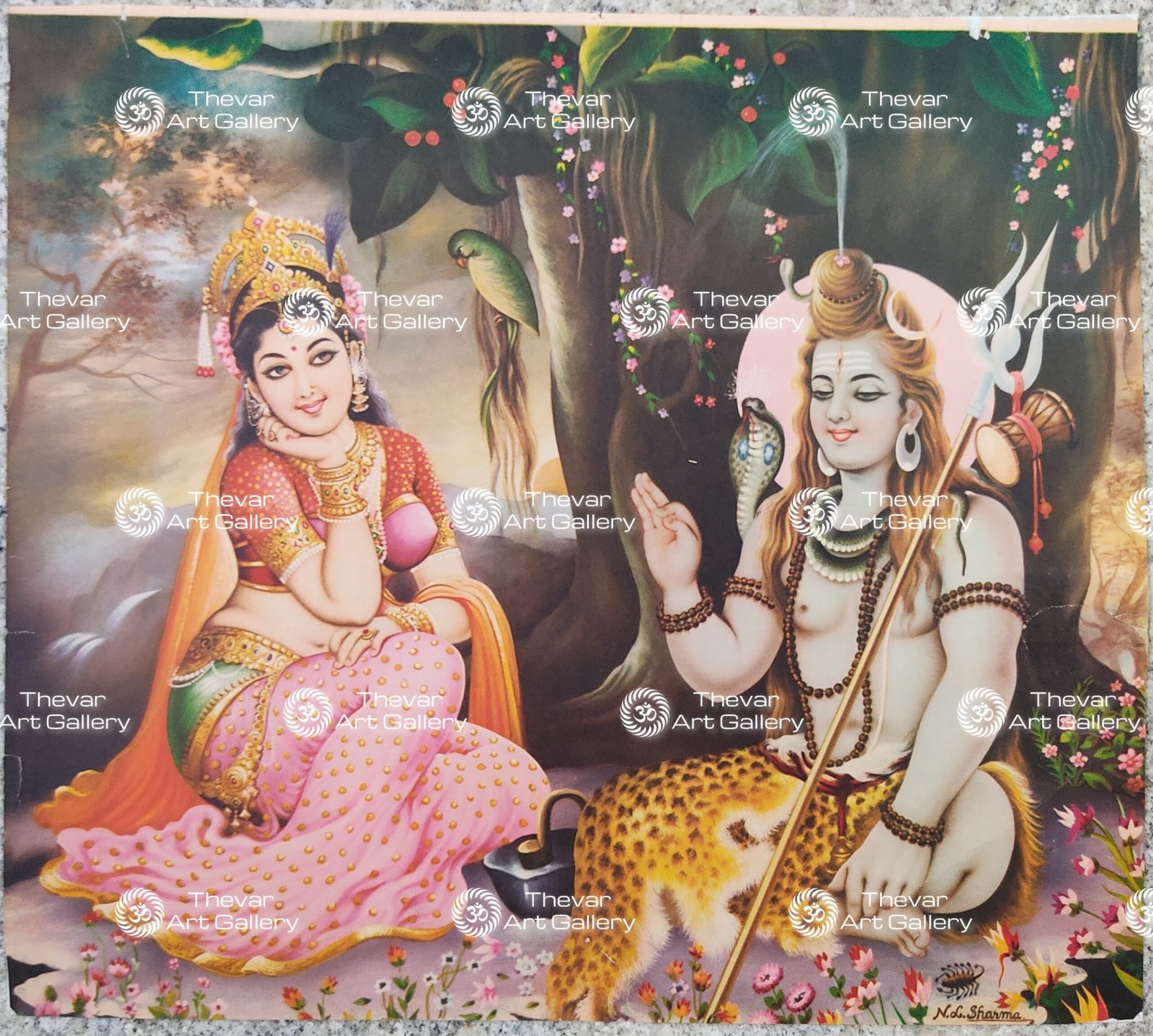 Artist Indra Sharma antique Vintage print - Thevar art gallery