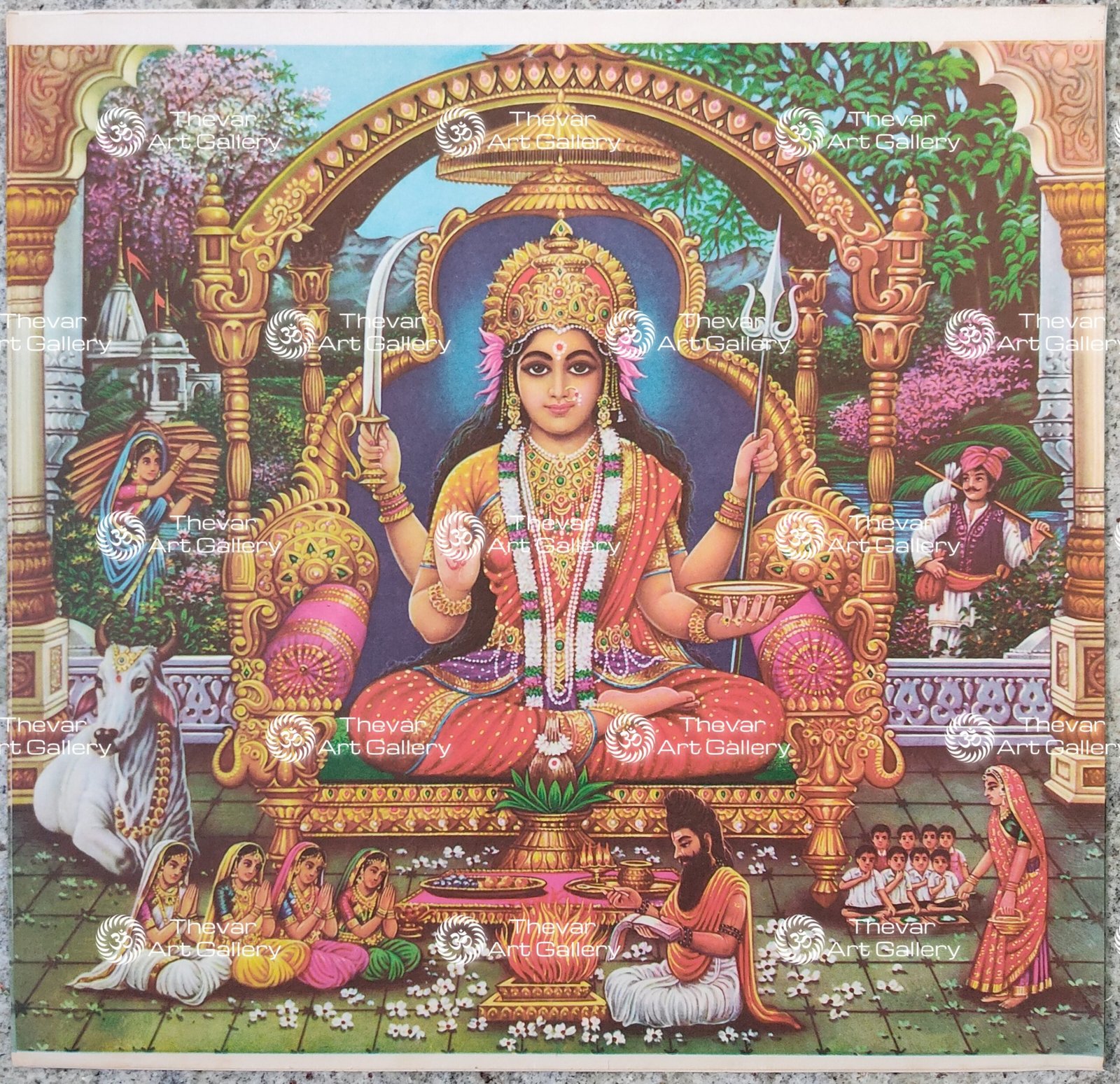 Artist Indra Sharma antique Vintage print - Thevar art gallery