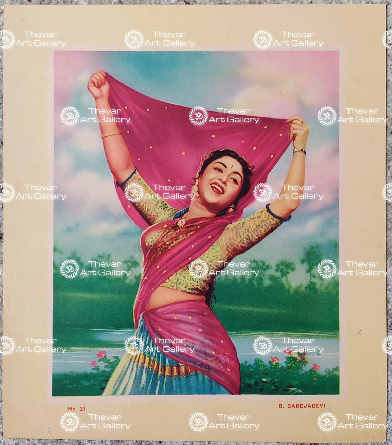 Artist Ravi Antique vintage print - Thevar art gallery