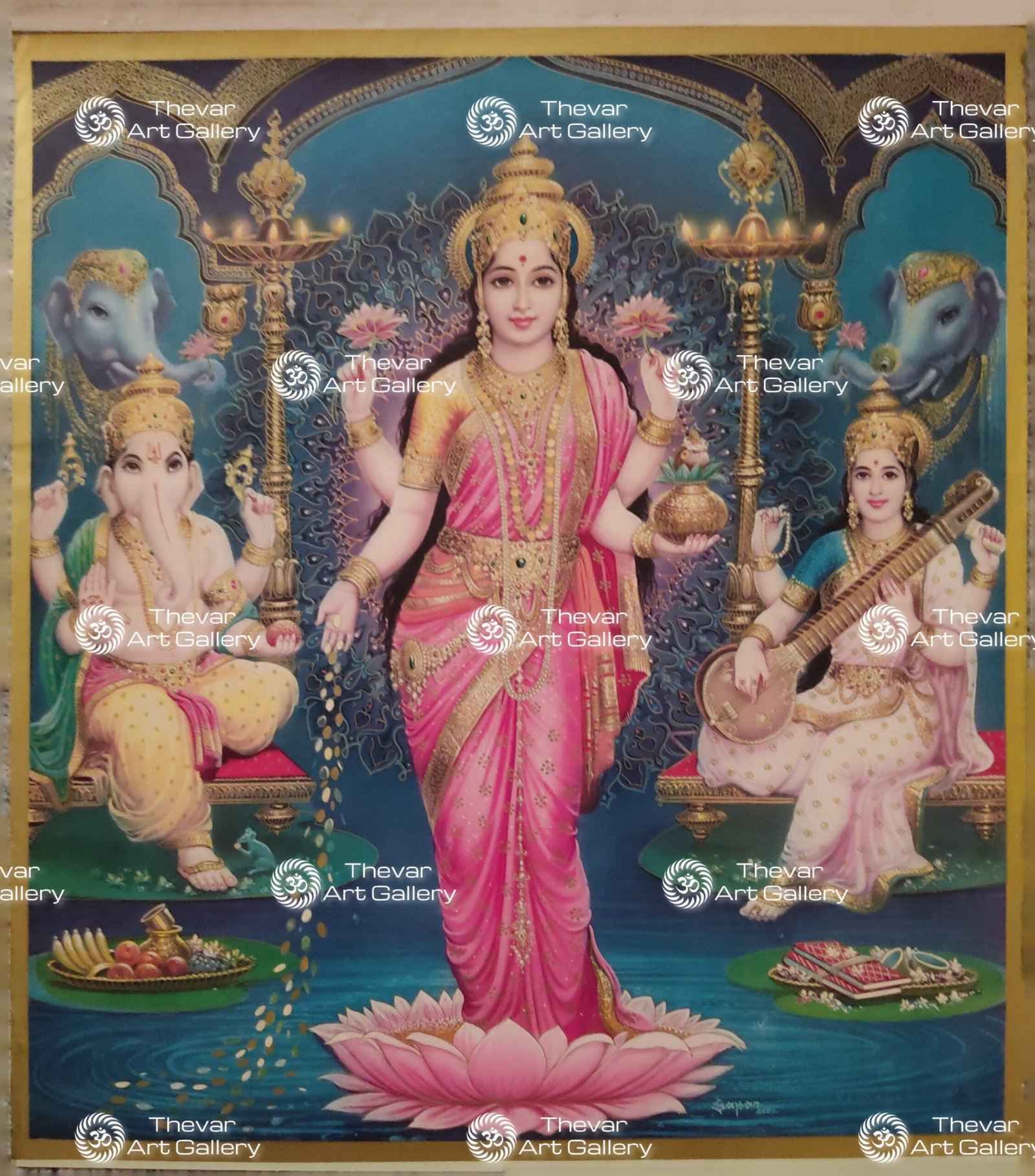 Artist Sapar Bros antique Vintage Print - Thevar art Gallery