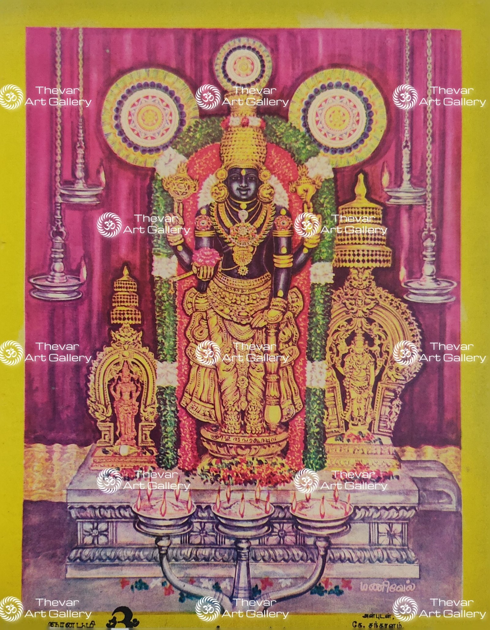 Artist Manivel antique Vintage Print - Thevar art Gallery