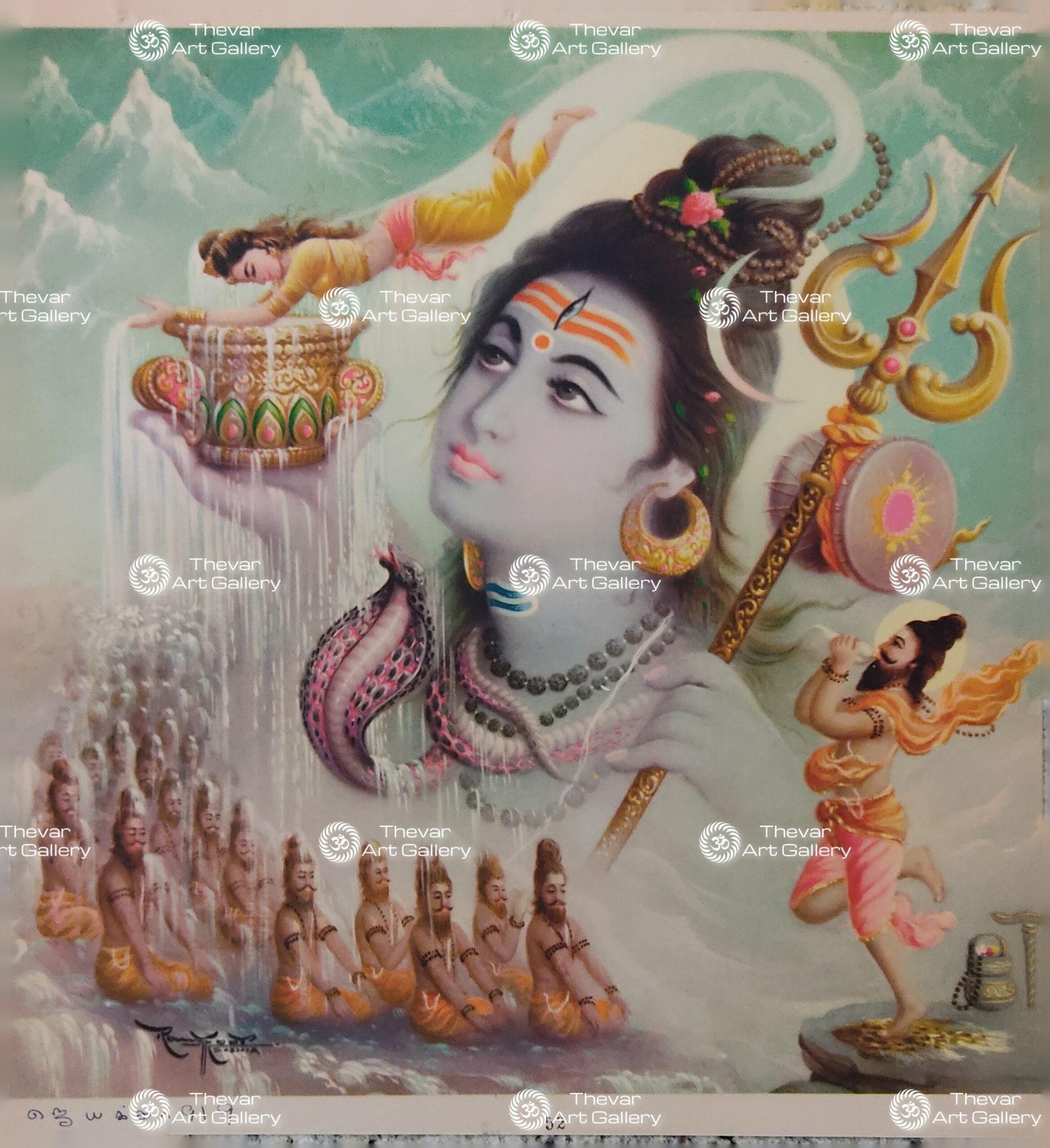 Artist Rangroop antique Vintage print - Thevar art gallery