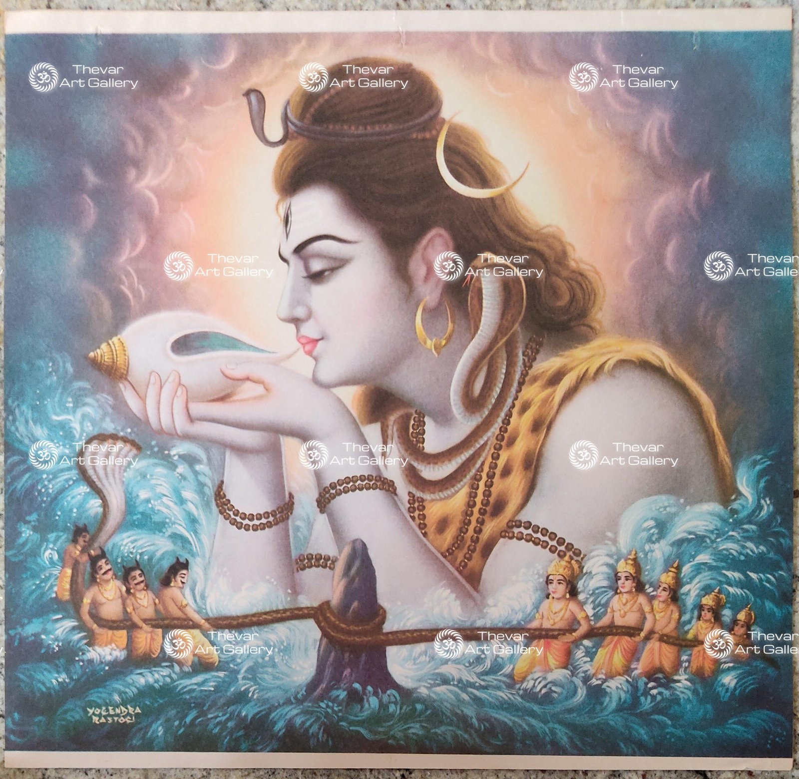 Artist Yogendra Rastogi antique Vintage print - Thevar art gallery