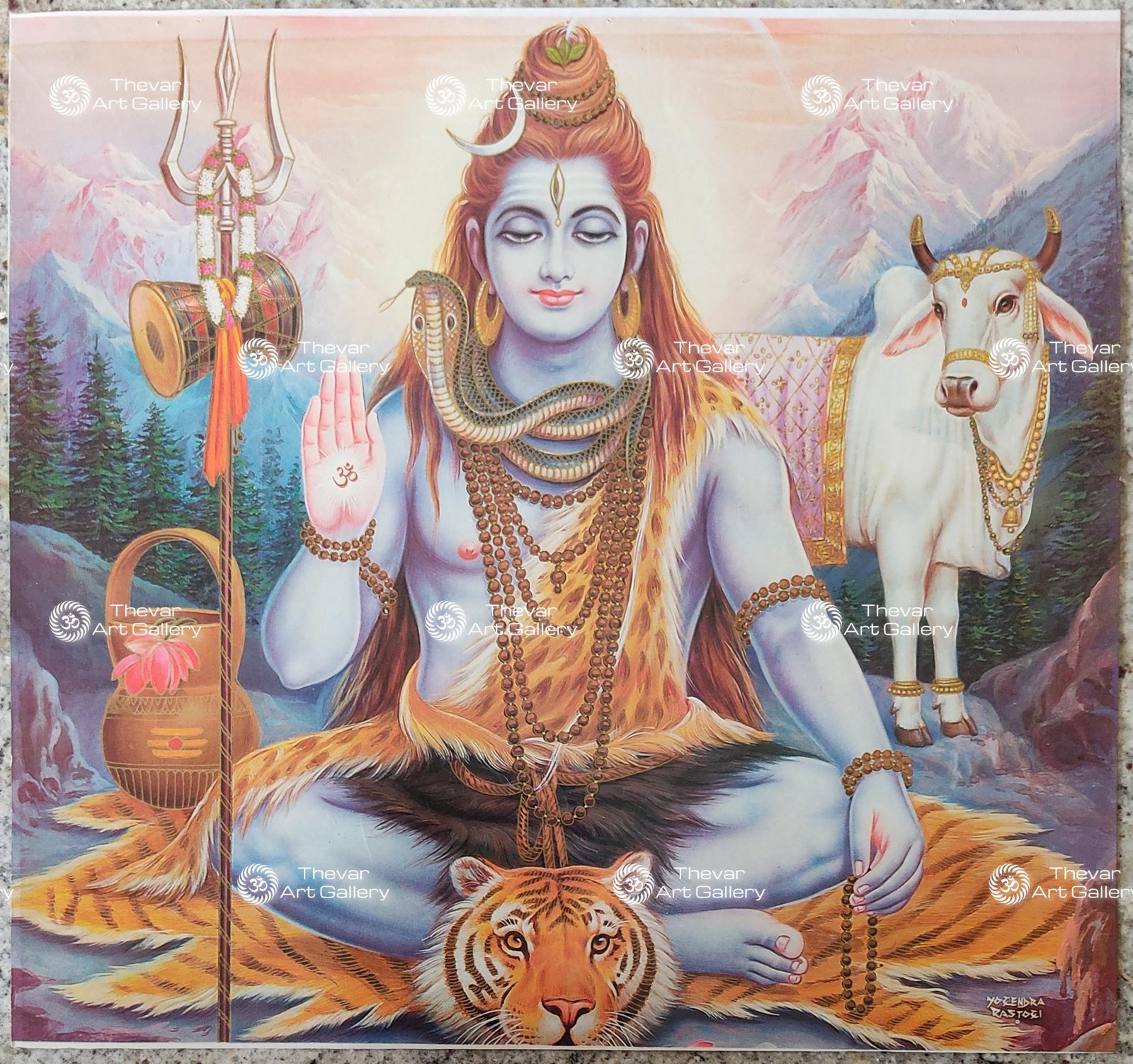 Artist Yogendra Rastogi antique Vintage print - Thevar art gallery
