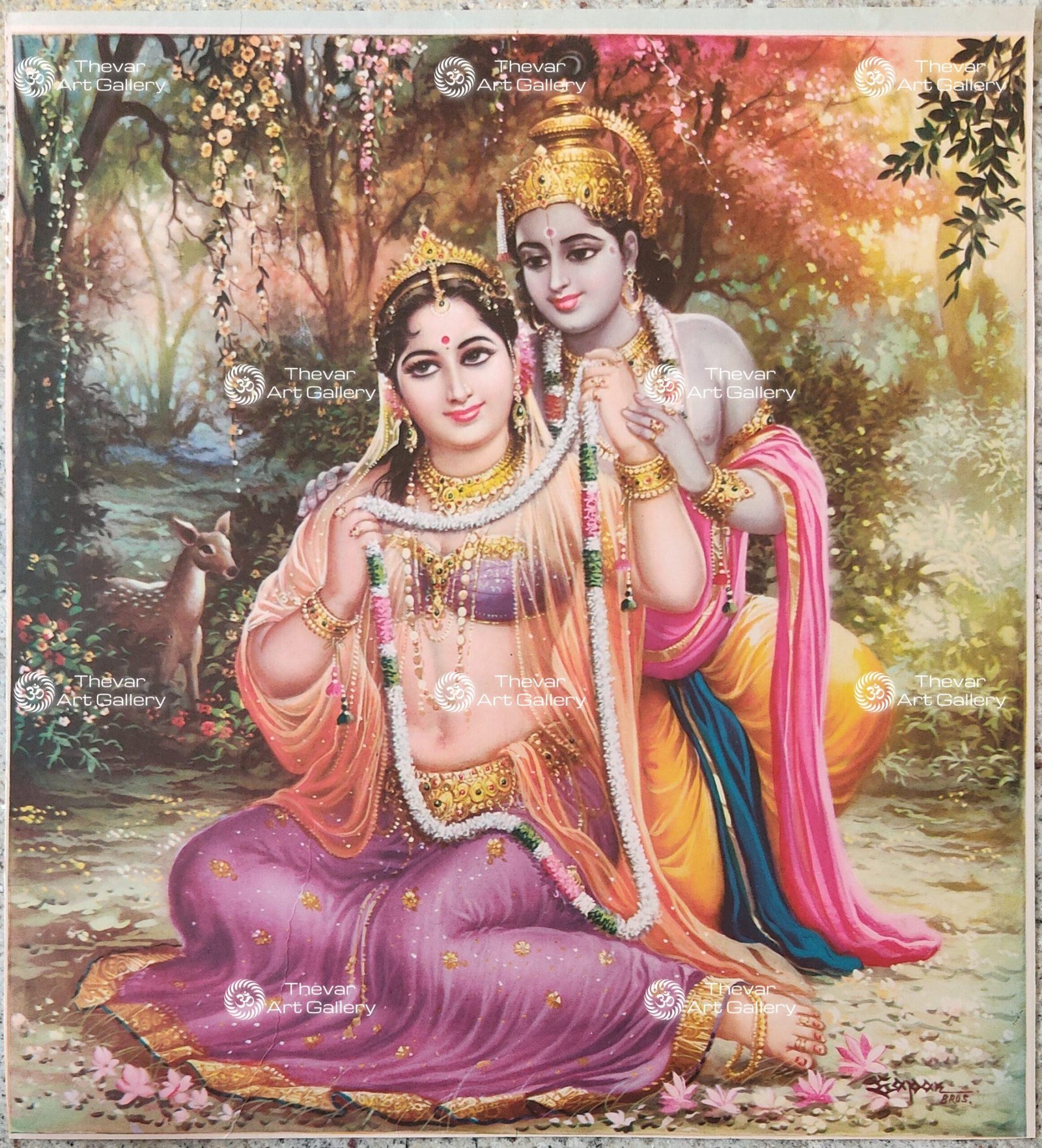 Artist Sapar Bros antique vintage print- Thevar Art Gallery