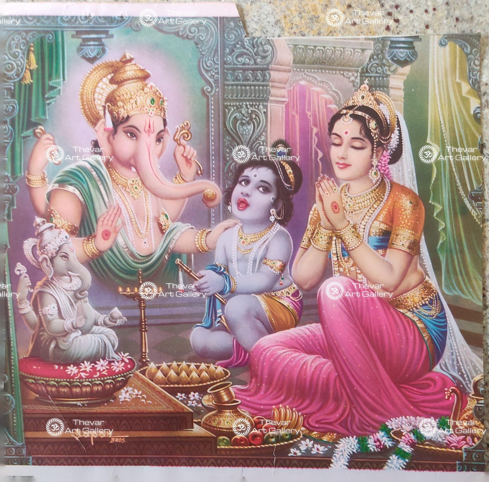 Artist Sapar Bros Antique Vintage print - Thevar Art Gallery