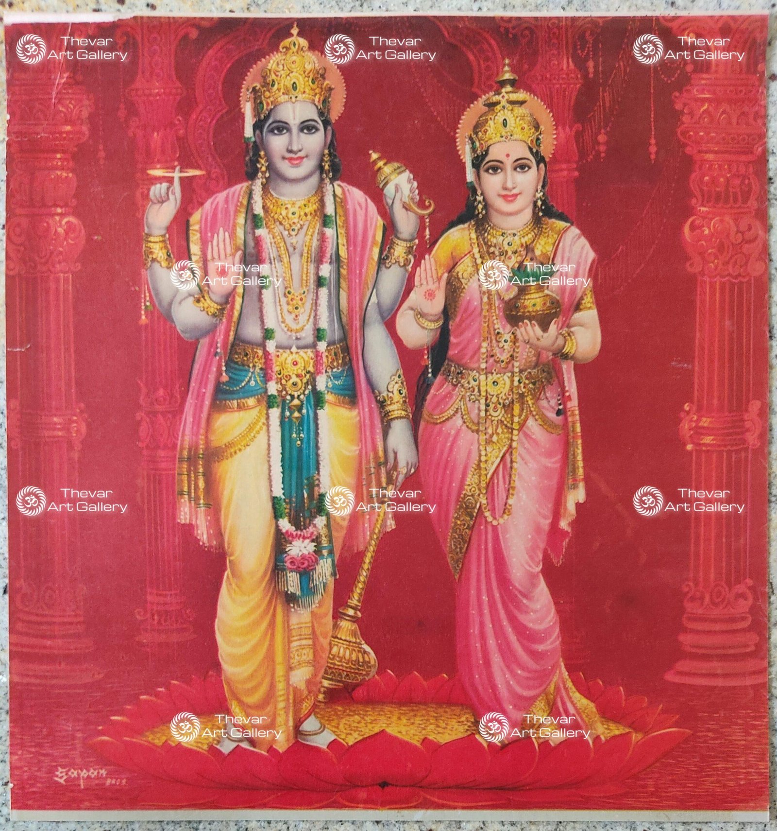 Artist Sapar Bros Antique Vintage print - Thevar Art Gallery