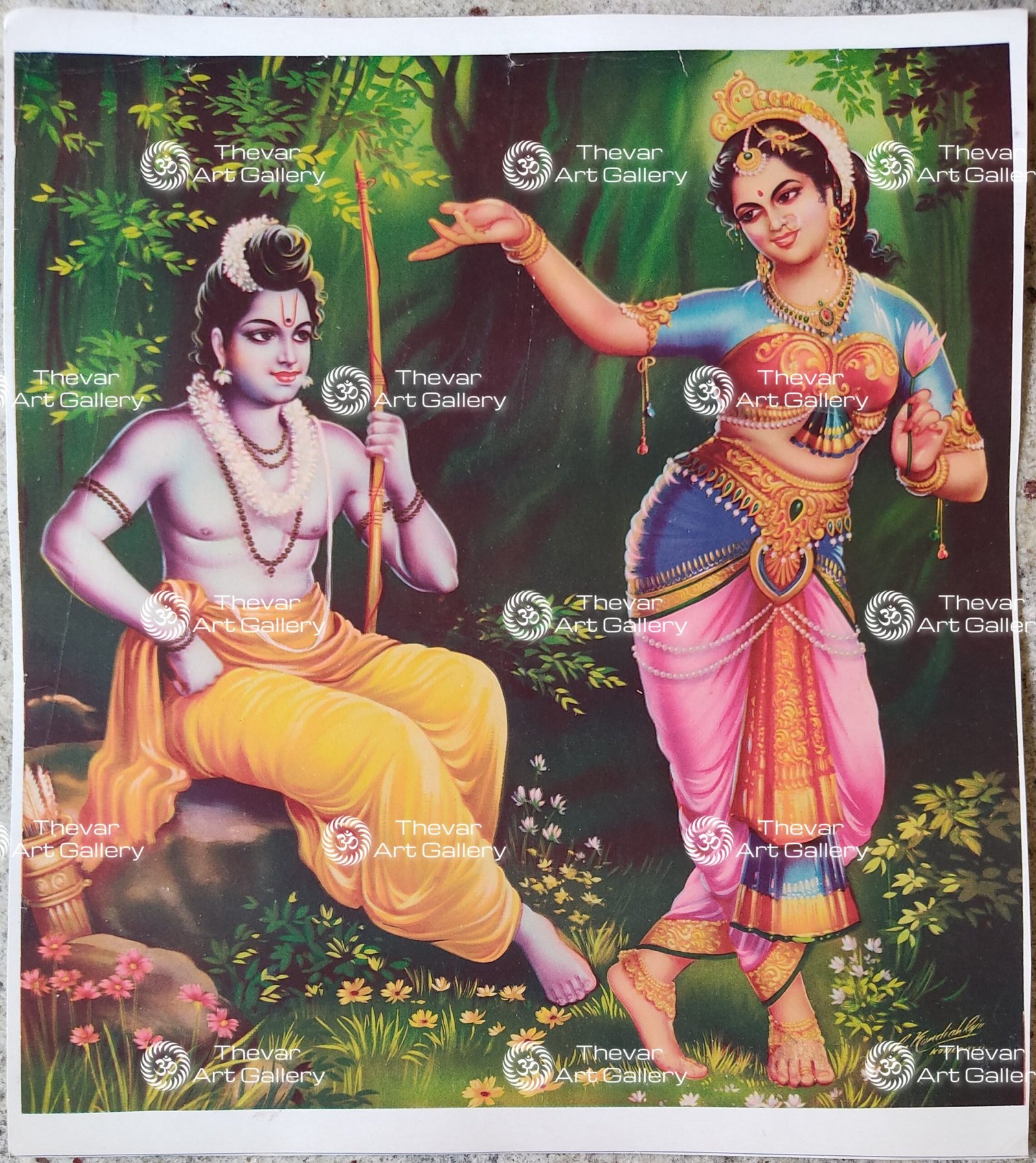 Artist C.Kondiahraju Antique vintage Print - Thevar Art Gallery