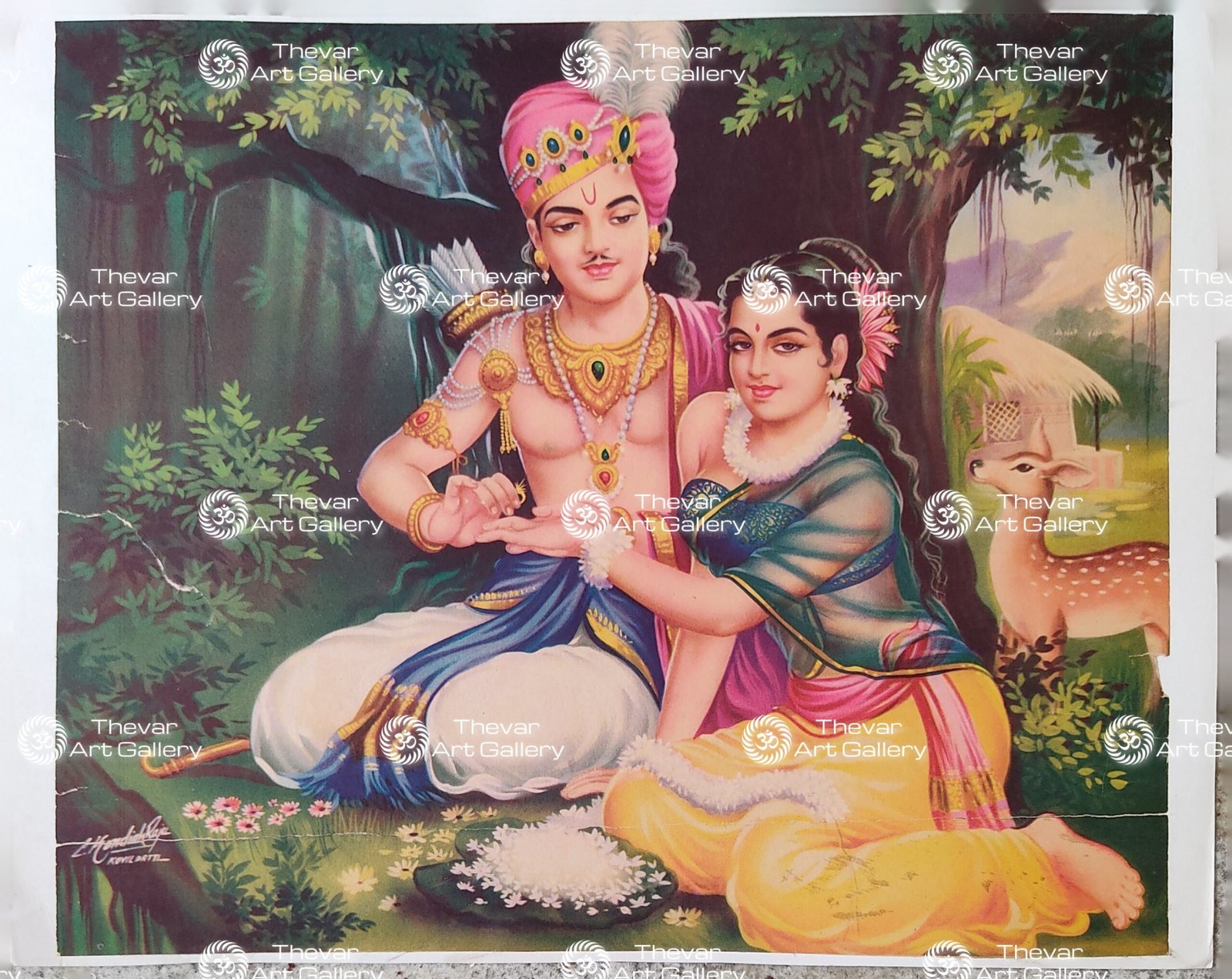 Artist C.Kondiahraju Antique vintage Print - Thevar Art Gallery
