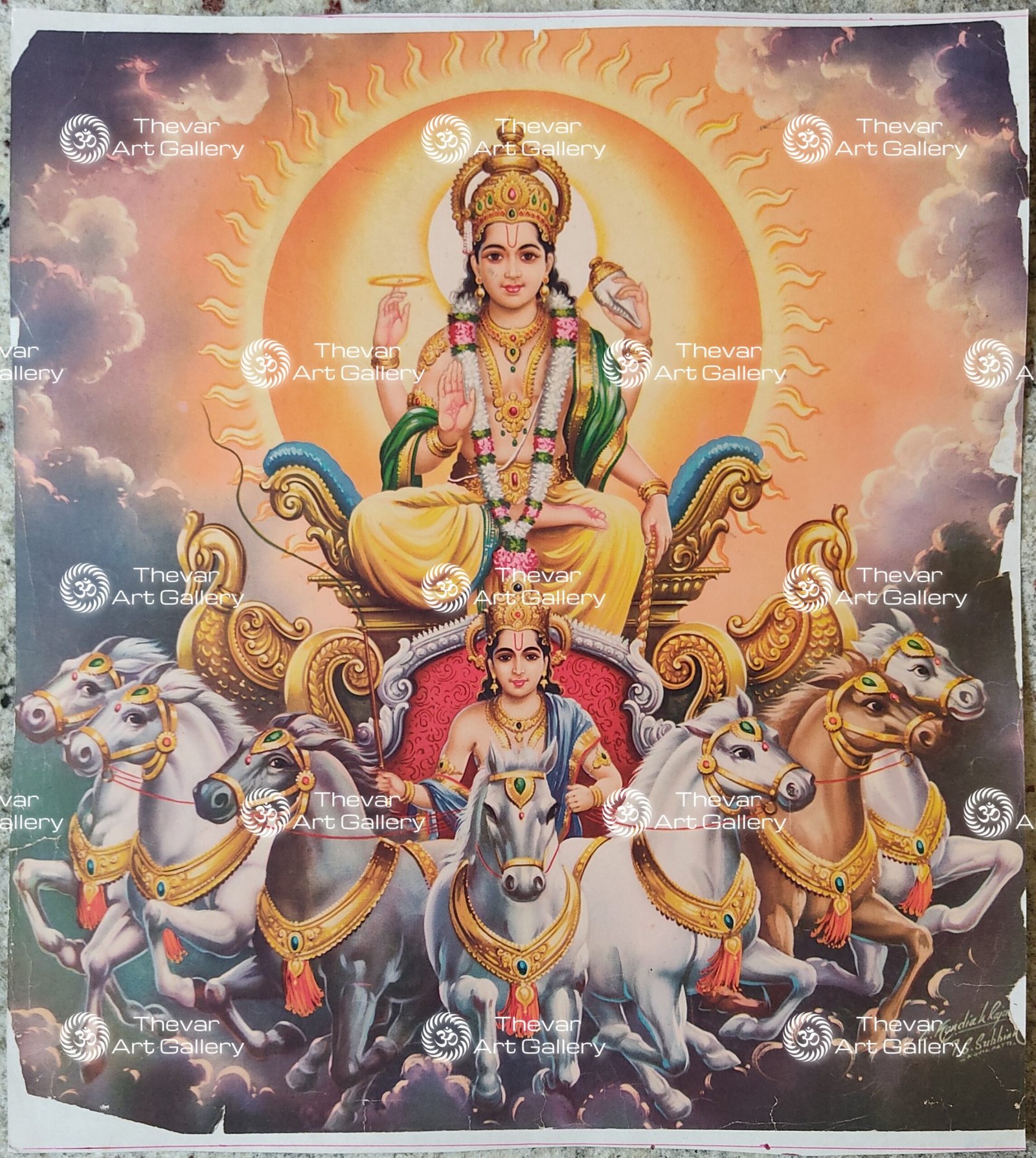 Artist C.Kondiahraju Antique vintage Print - Thevar Art Gallery