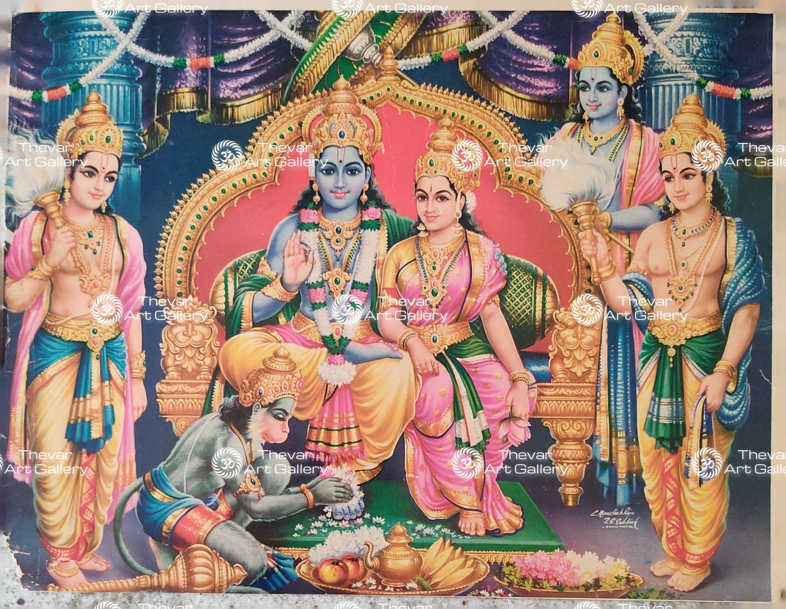 Artist C.Kondiahraju Antique vintage Print - Thevar Art Gallery
