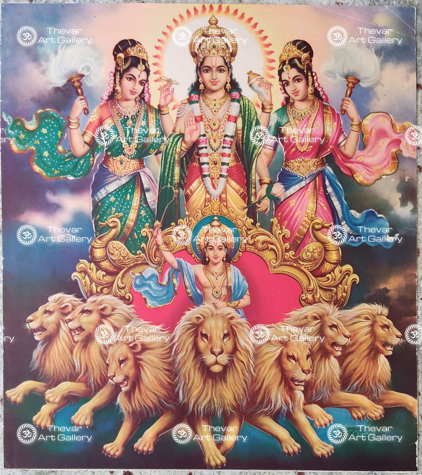 Artist C.Kondiahraju Antique vintage Print - Thevar Art Gallery