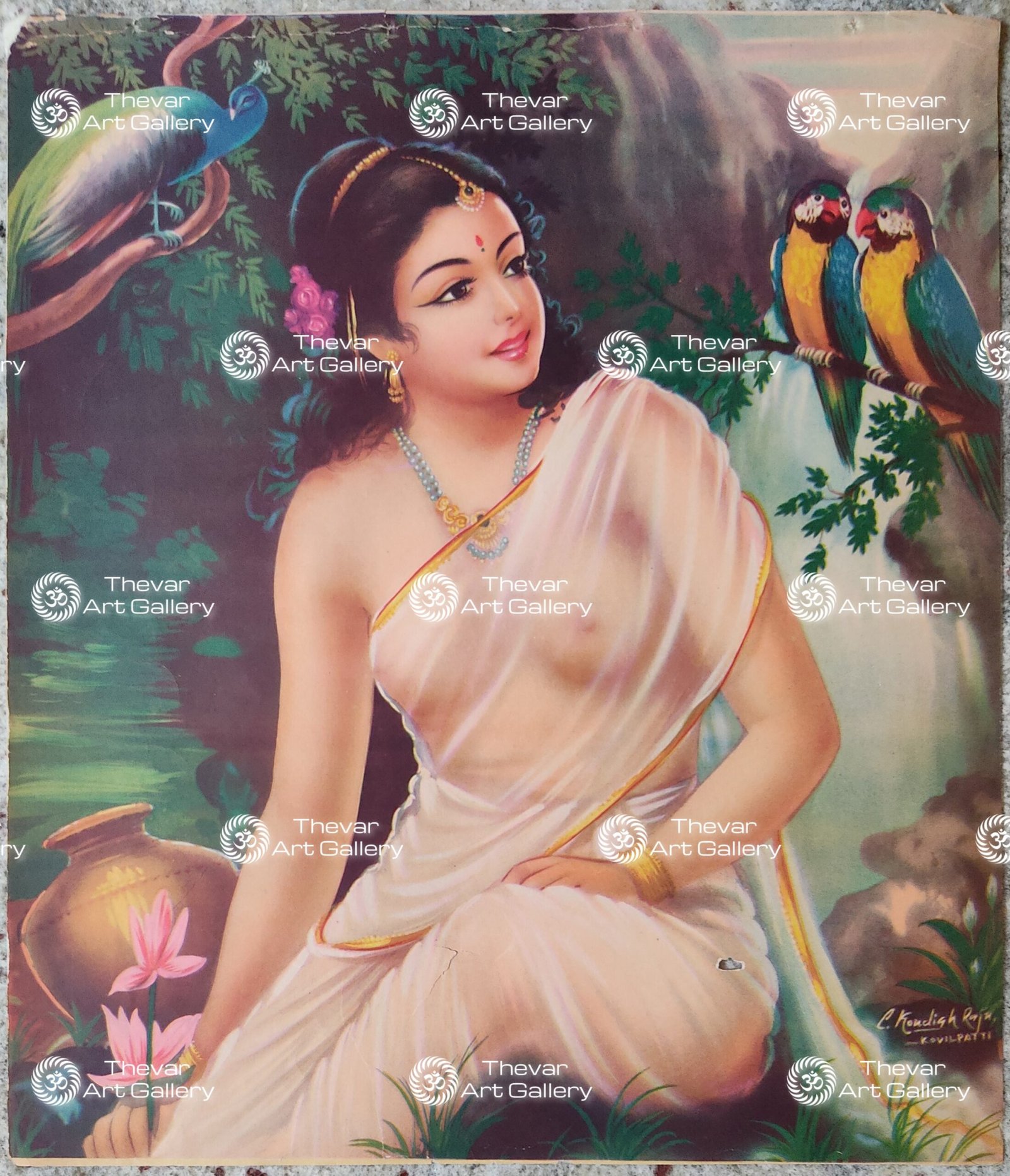 Artist C.Kondiahraju Antique vintage Print - Thevar Art Gallery