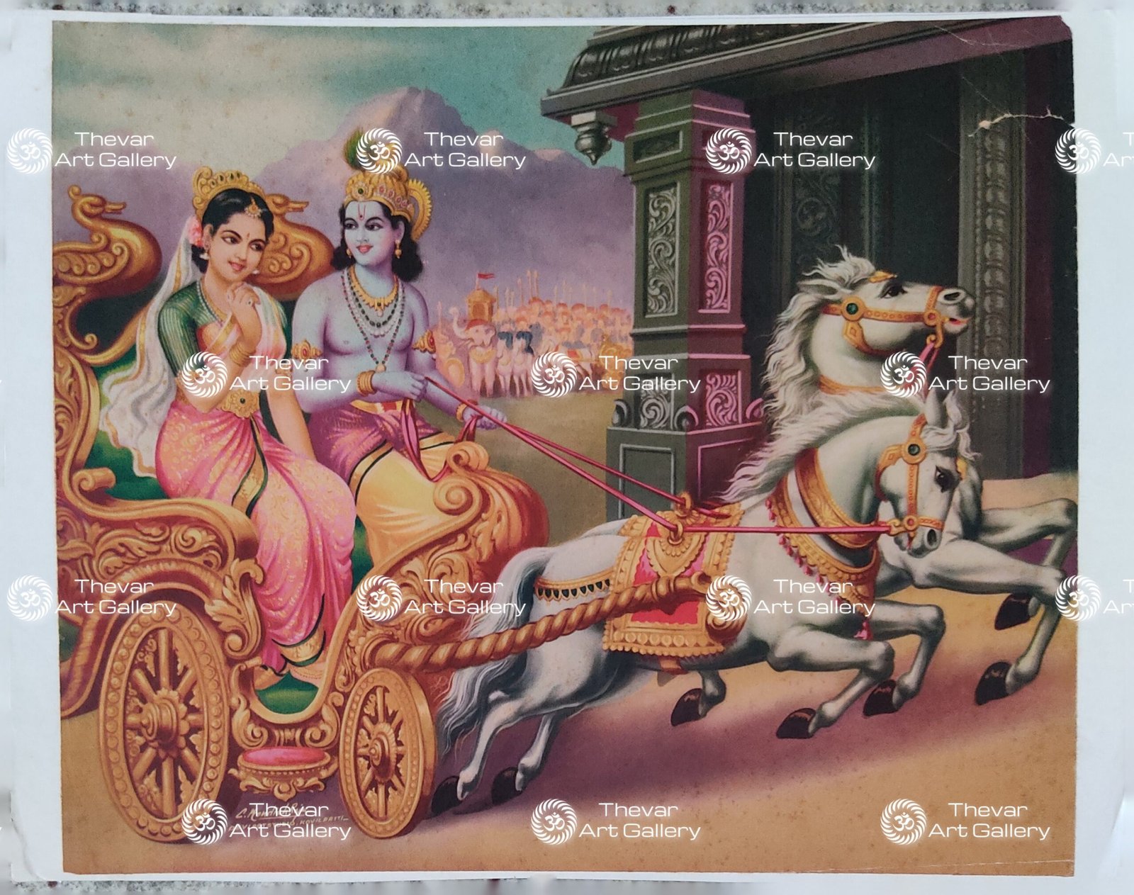Artist C.Kondiahraju Antique vintage Print - Thevar Art Gallery