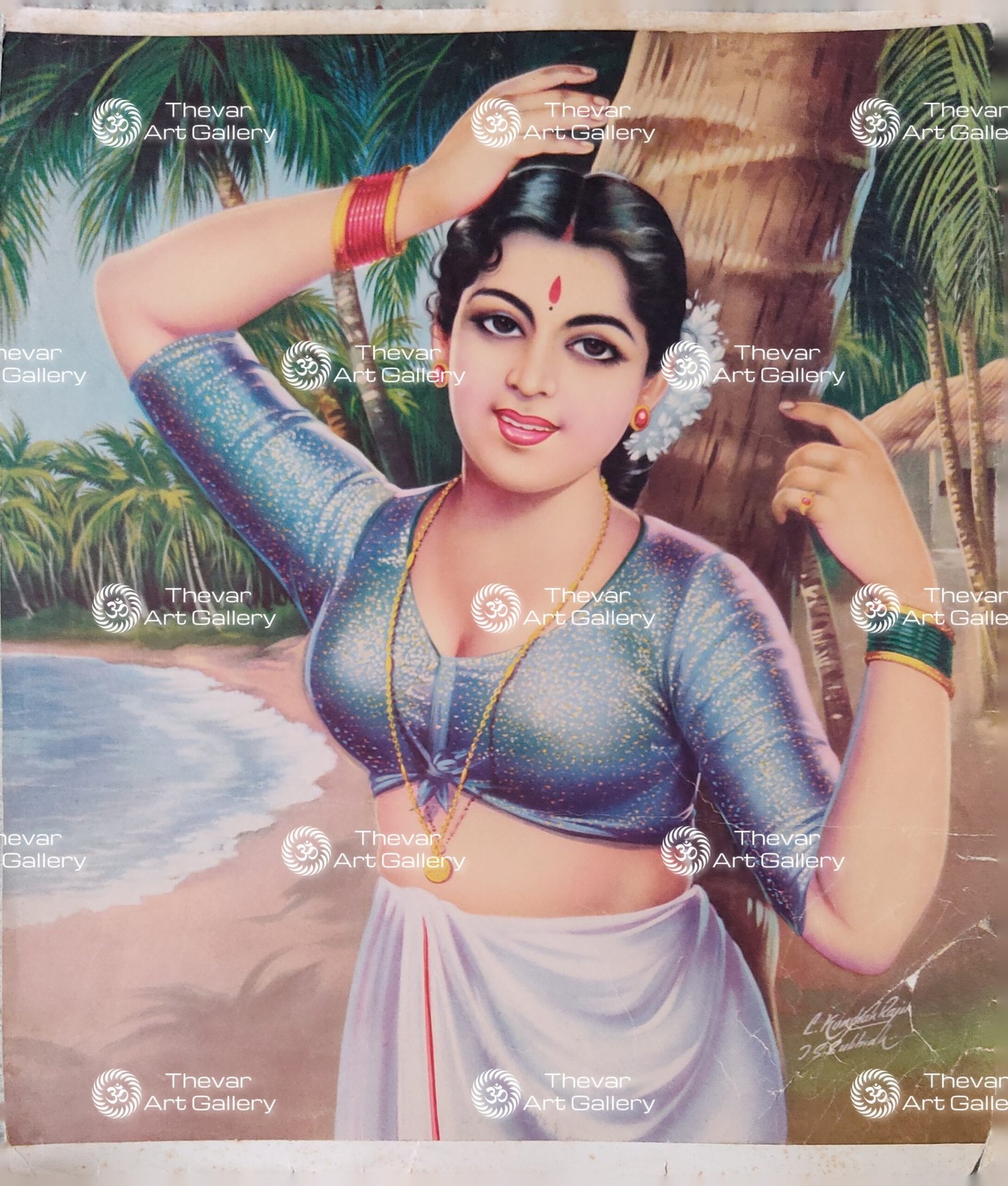 Artist C.Kondiahraju Antique vintage Print - Thevar Art Gallery