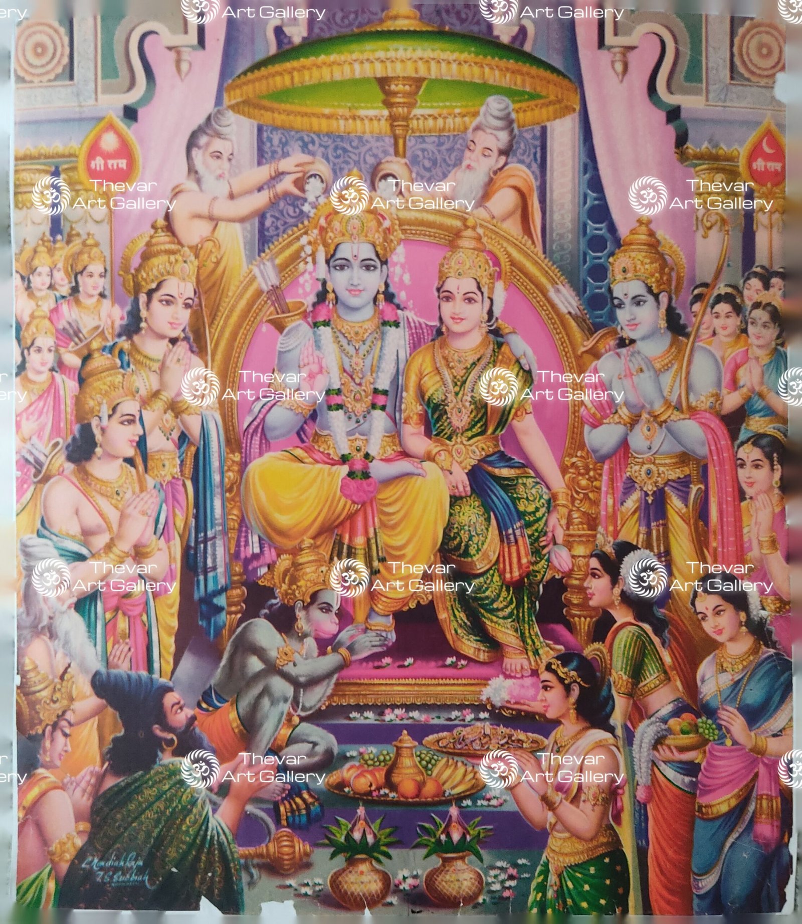 Artist C.Kondiahraju Antique vintage Print - Thevar Art Gallery