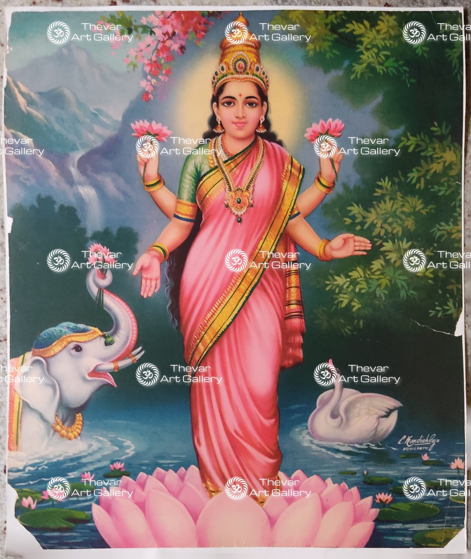 Artist C.Kondiahraju Antique vintage Print - Thevar Art Gallery