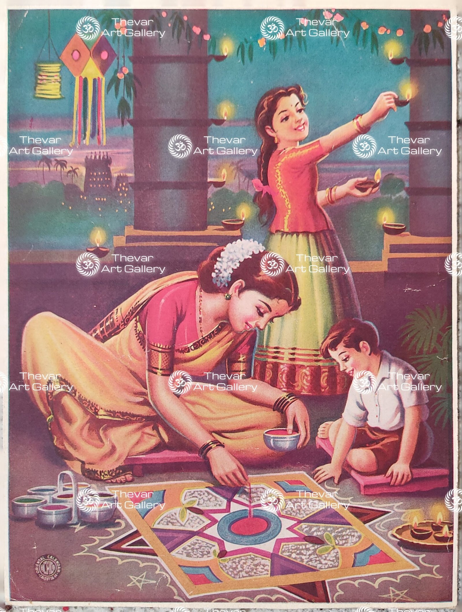 Women drawing Kolam