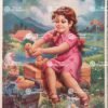 Girl Playing with duck, hen