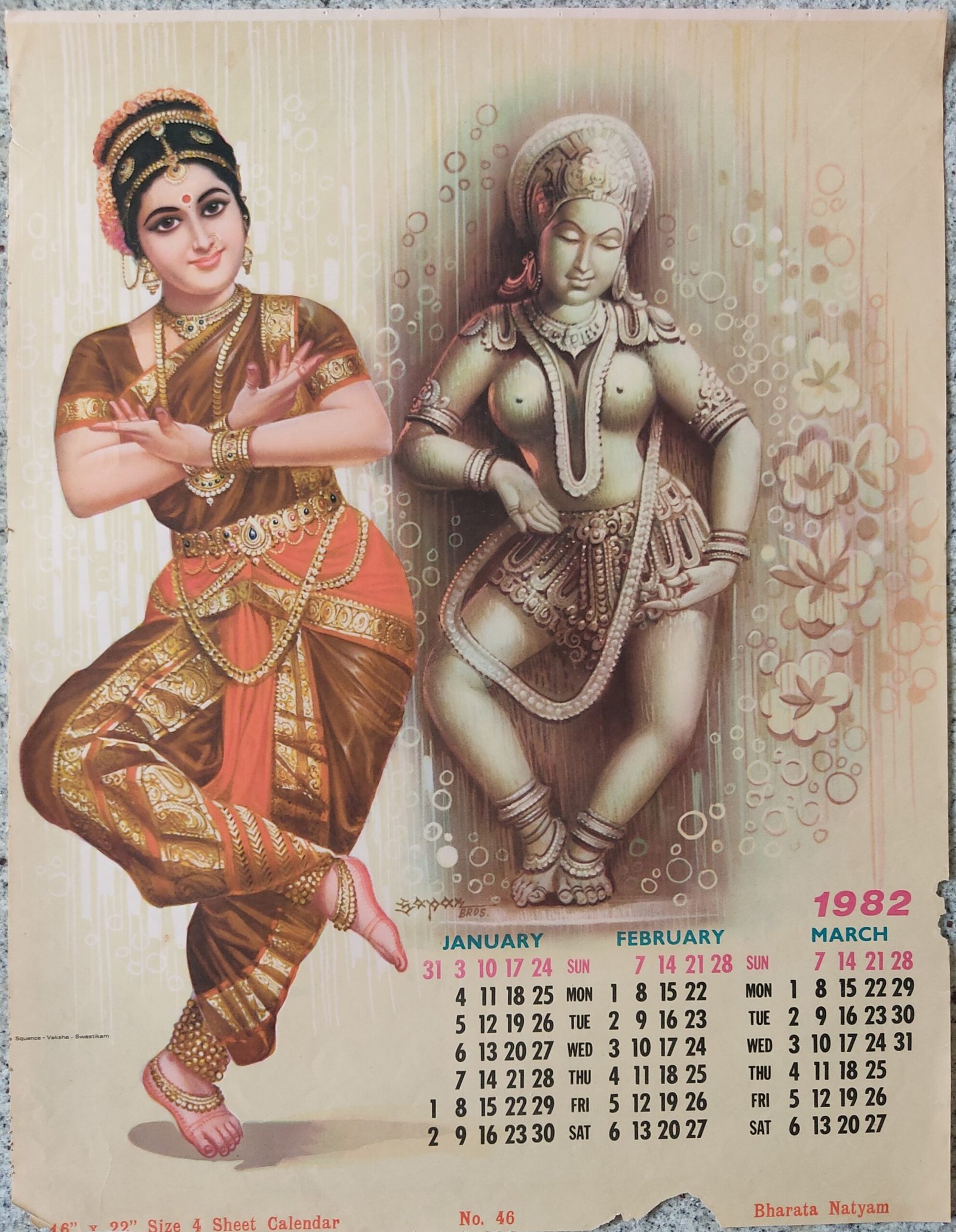 Calender Print 1982 | Bharatanatya (set of 4)