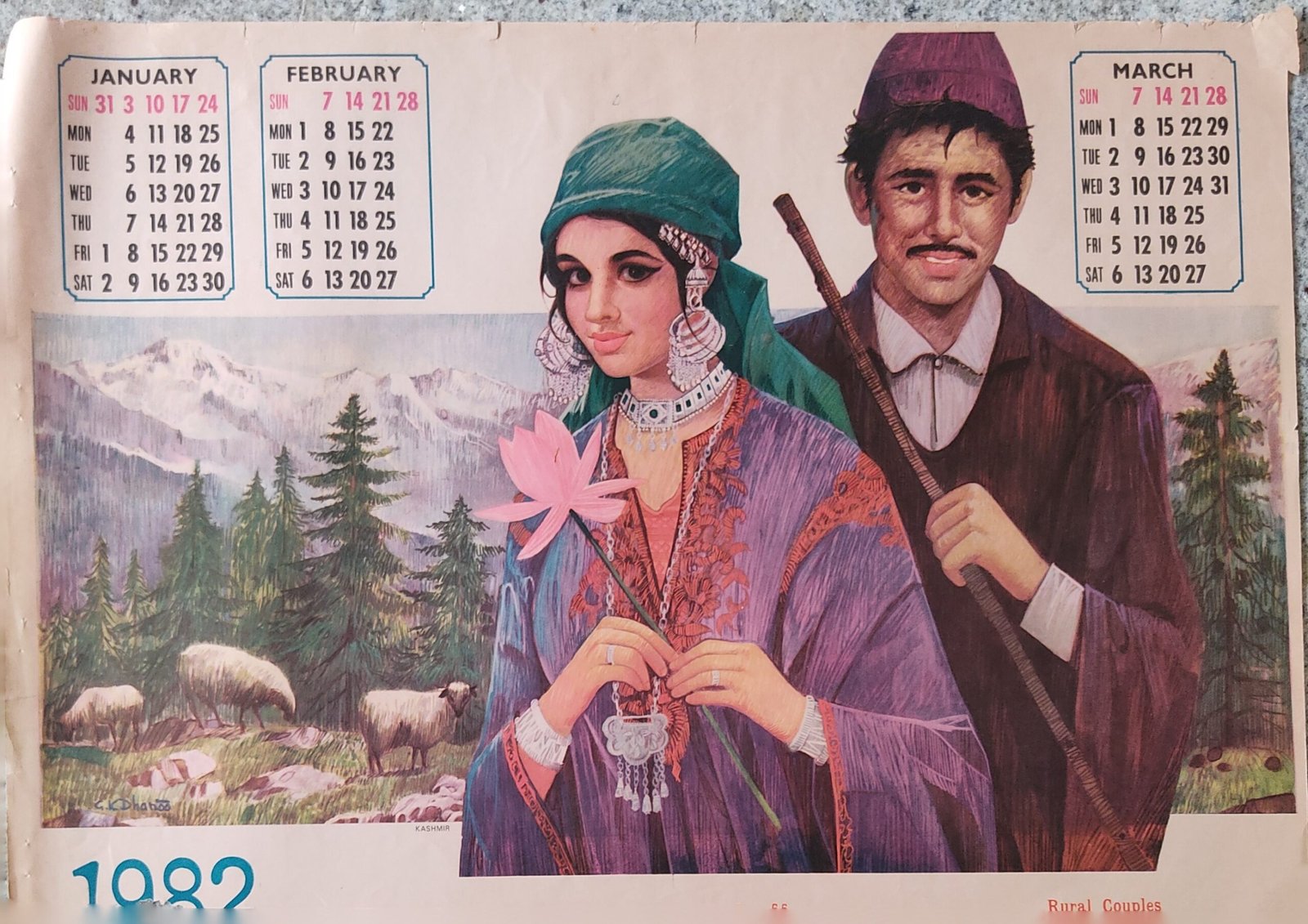 Calender Print 1982 (set of 4)
