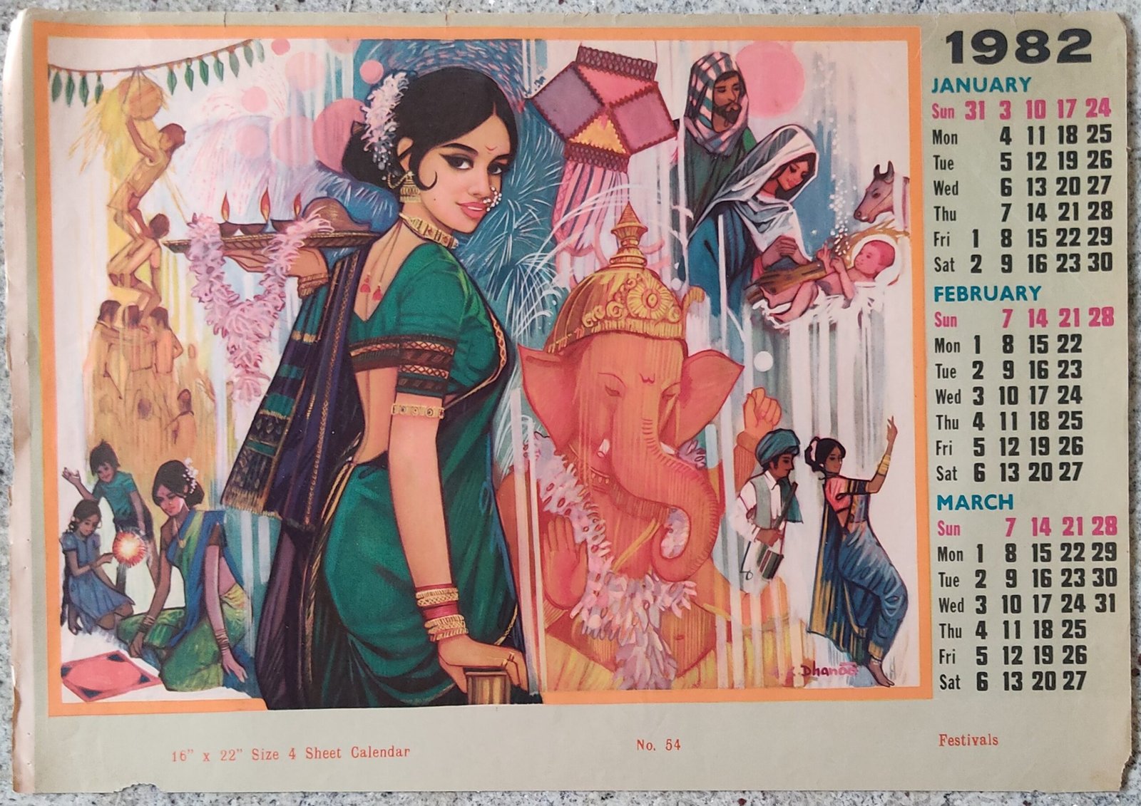 Calender Print 1982 (set of 4)